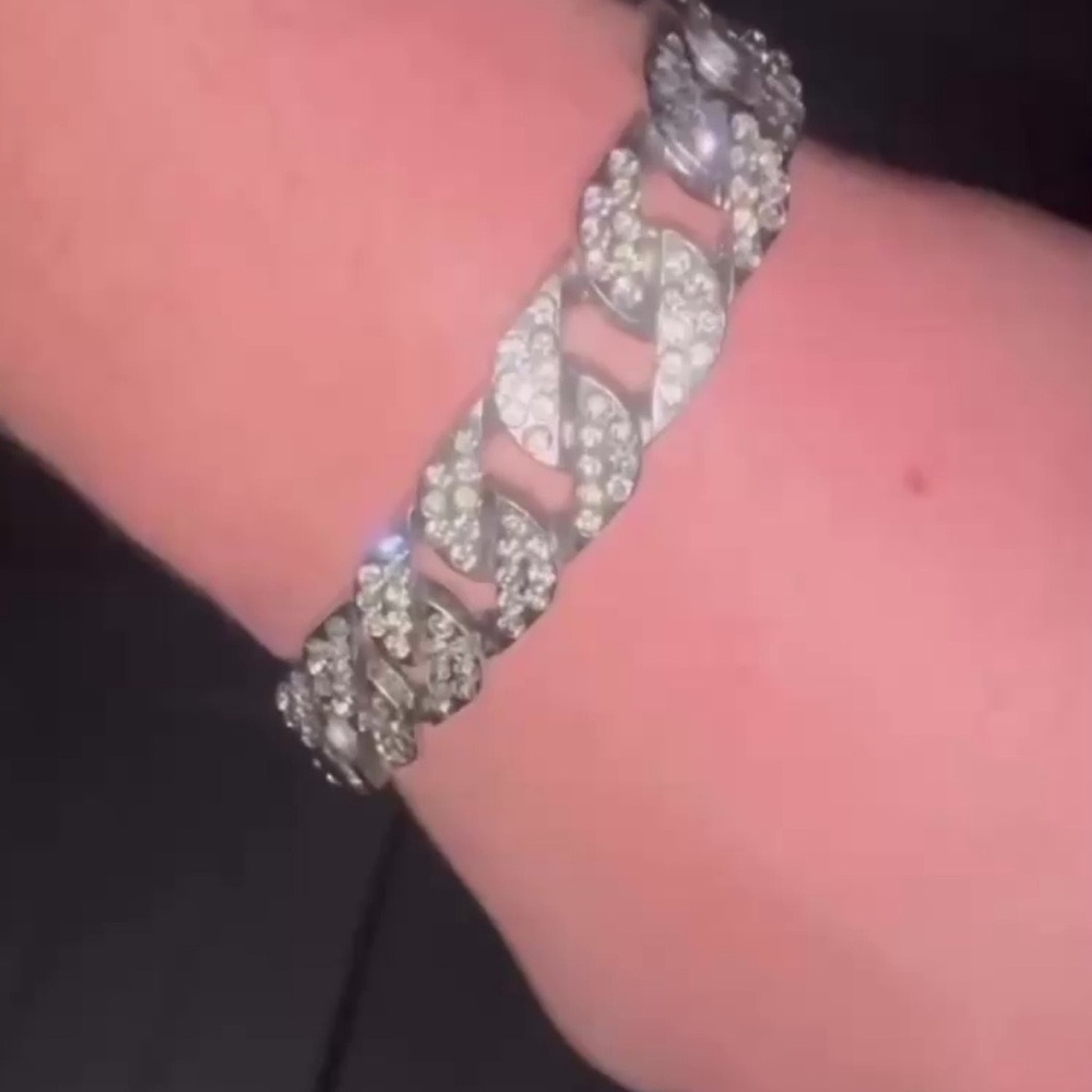 Elegant Silver Bracelet with Crystal Accents or bape fanny pack